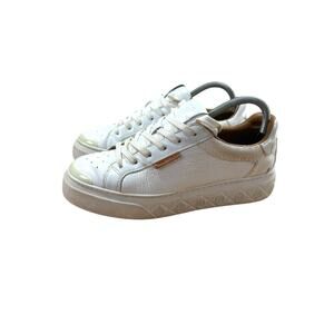 Tory Burch Ladybug Sneakers 9.5 Leather Low White Platform Shoes Lace Up